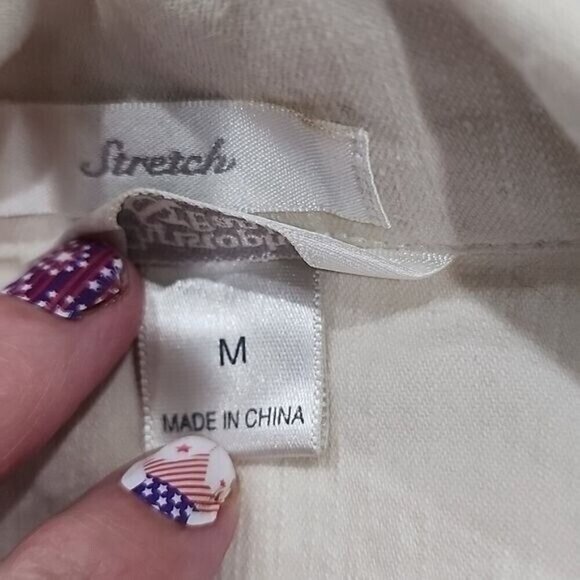 Christopher & Banks Blazer Jacket Stone w/embroidery Women's Medium - Picture 8 of 8